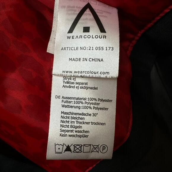 WEARCOLOUR Black Red Lined‎ Hooded Jacket Men's Size L Waterproof Snow Ski Coat - Picture 9 of 14